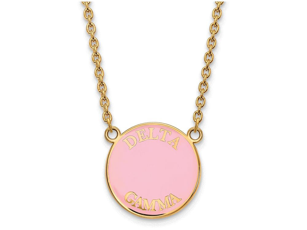 Logoart Sterling Silver Gp Delta Gamma Large Enamel Pendant Necklace