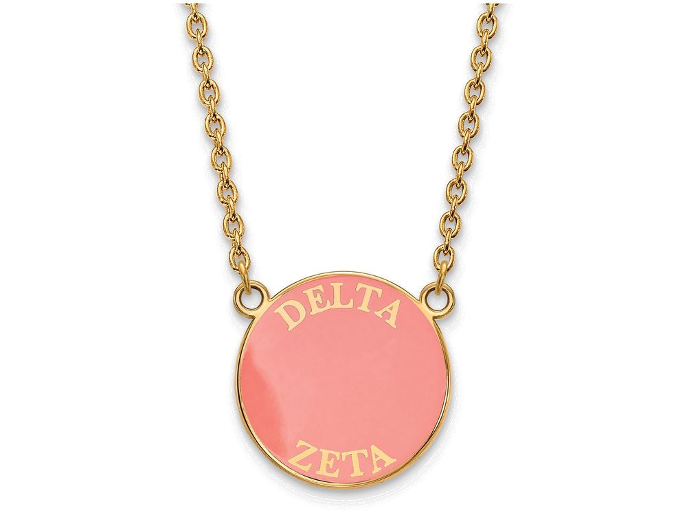Logoart Sterling Silver Gp Delta Zeta Large Enamel Pendant Necklace