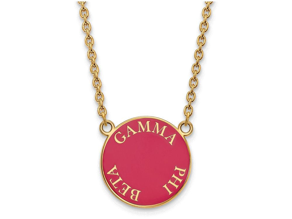 Logoart Sterling Silver Gp Gamma Phi Beta Large Enamel Pendant Necklace
