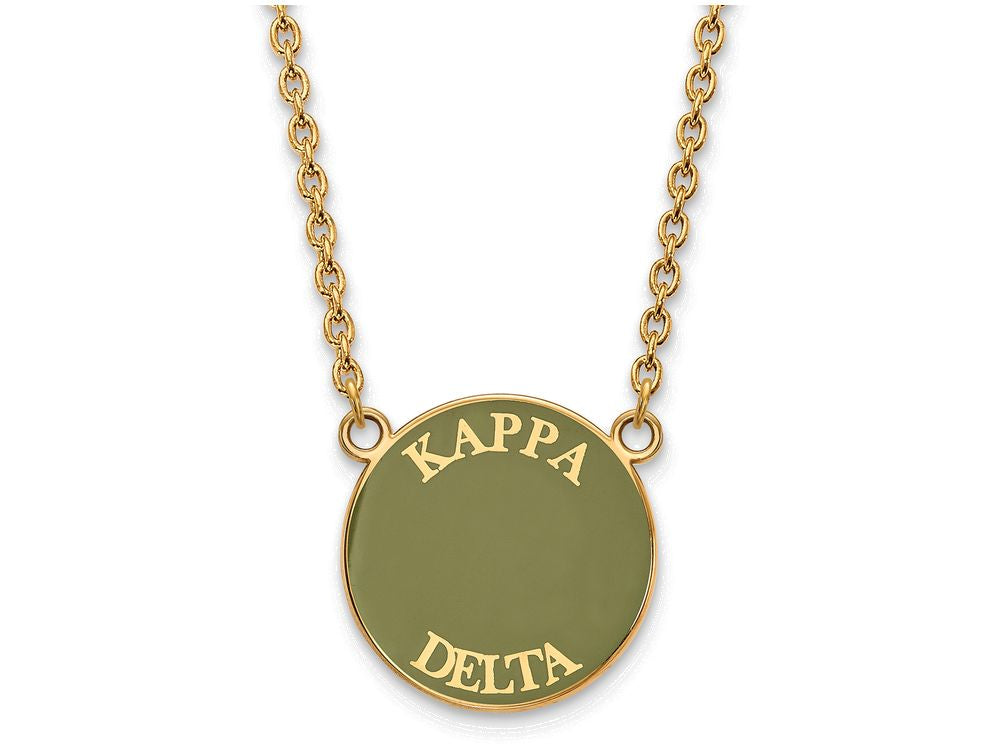 Logoart Sterling Silver Gp Kappa Delta Large Enamel Pendant Necklace