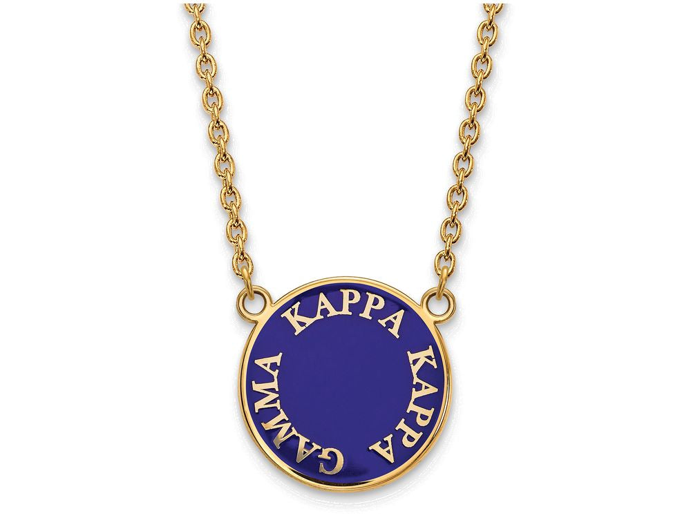 Logoart Sterling Silver Gp Kappa Kappa Gamma Large Enamel Pendant Necklace