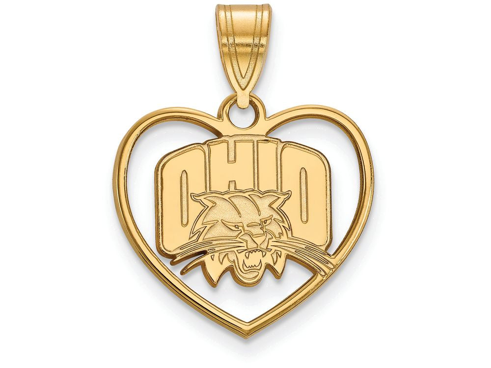 Logoart Sterling Silver Gp Ohio University Pendant In Heart