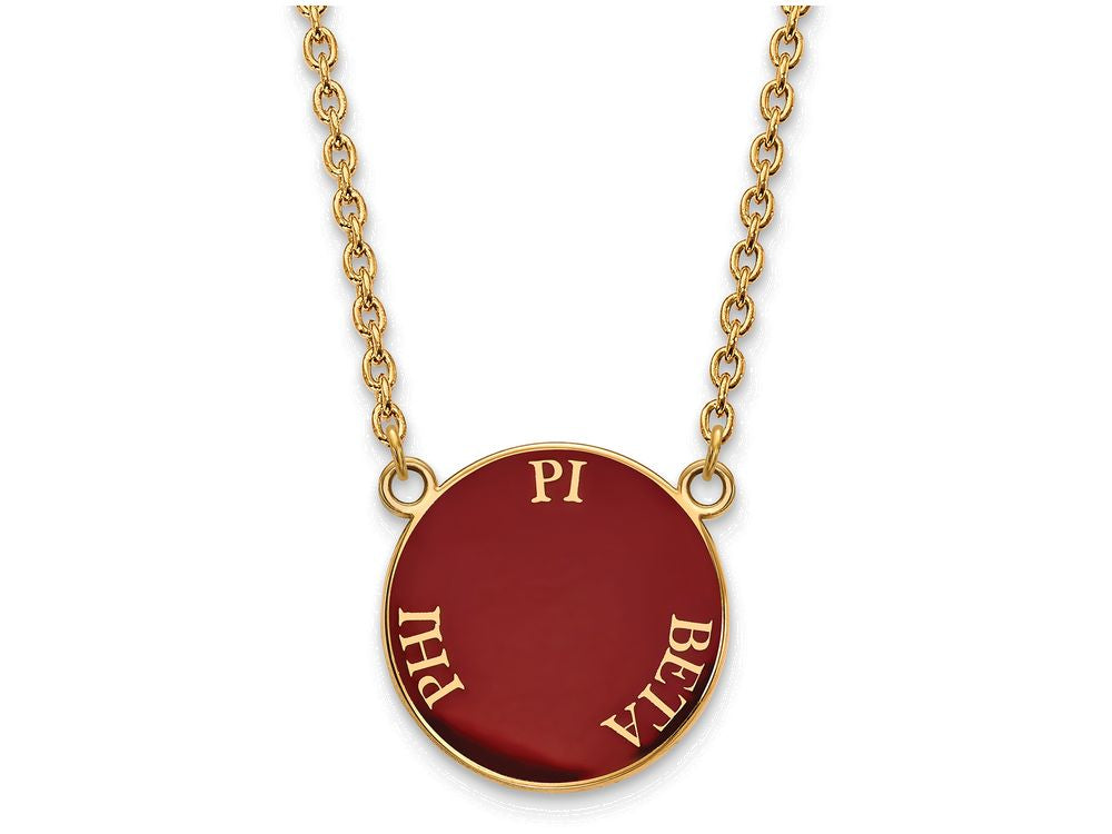 Logoart Sterling Silver Gp Pi Beta Phi Large Enamel Pendant Necklace