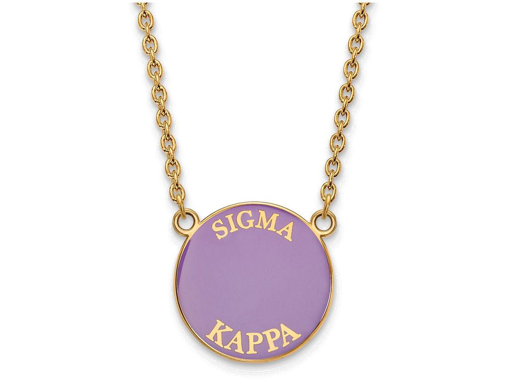 Logoart Sterling Silver Gp Sigma Kappa Large Enamel Pendant Necklace