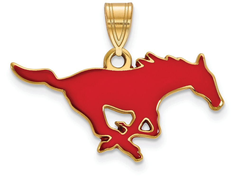 Logoart Sterling Silver Gp Southern Methodist U Medium Enamel Pendant