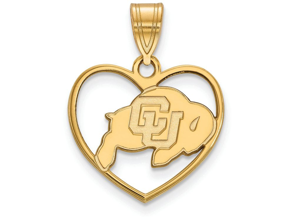 Logoart Sterling Silver Gp University Of Colorado Pendant In Heart