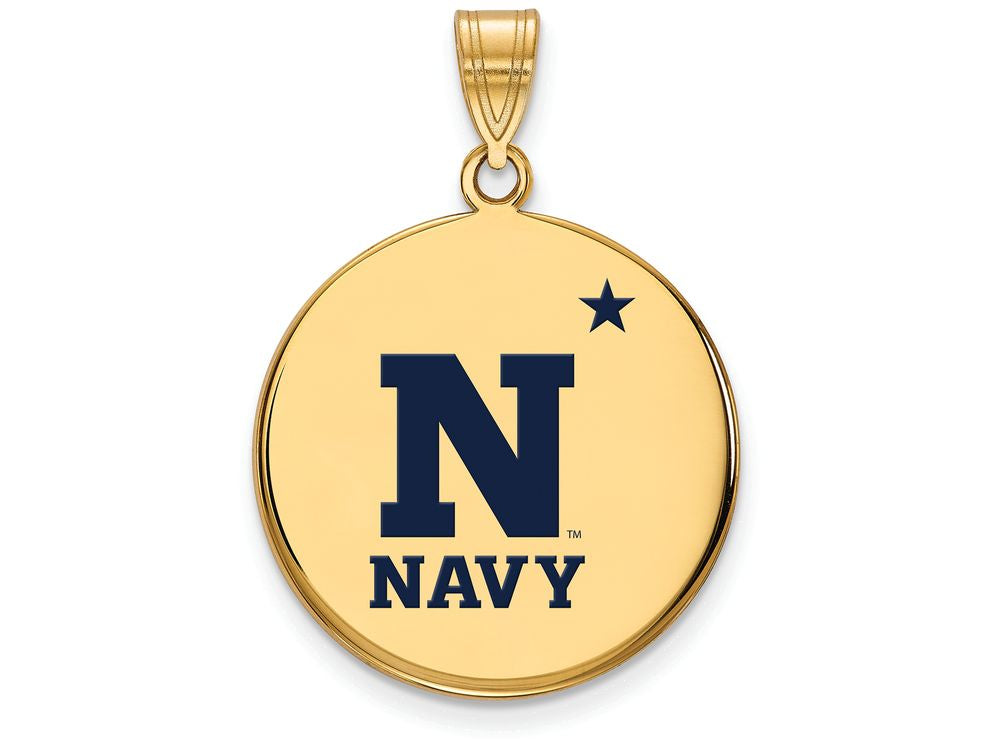 Logoart Sterling Silver Gp Navy Large Enamel Disc Pendant