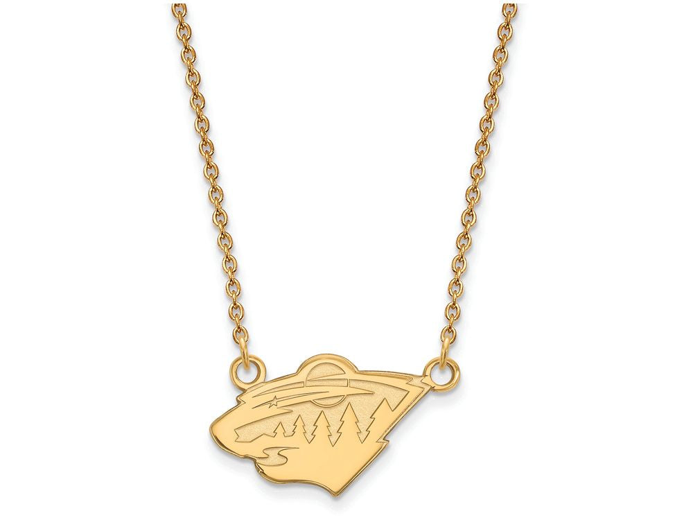 Sterling Silver Gp Nhl Logoart Minnesota Wild Small Pendant Necklace