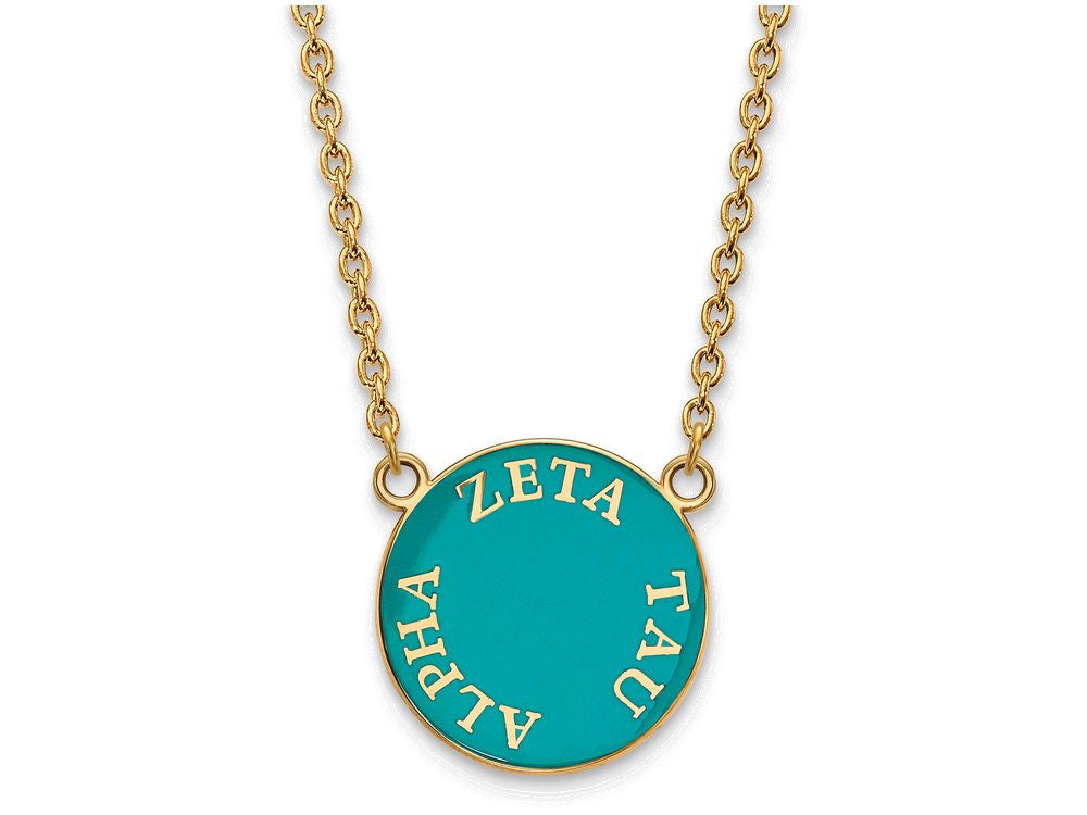 Logoart Sterling Silver Gp Zeta Tau Alpha Large Enamel Pendant Necklace