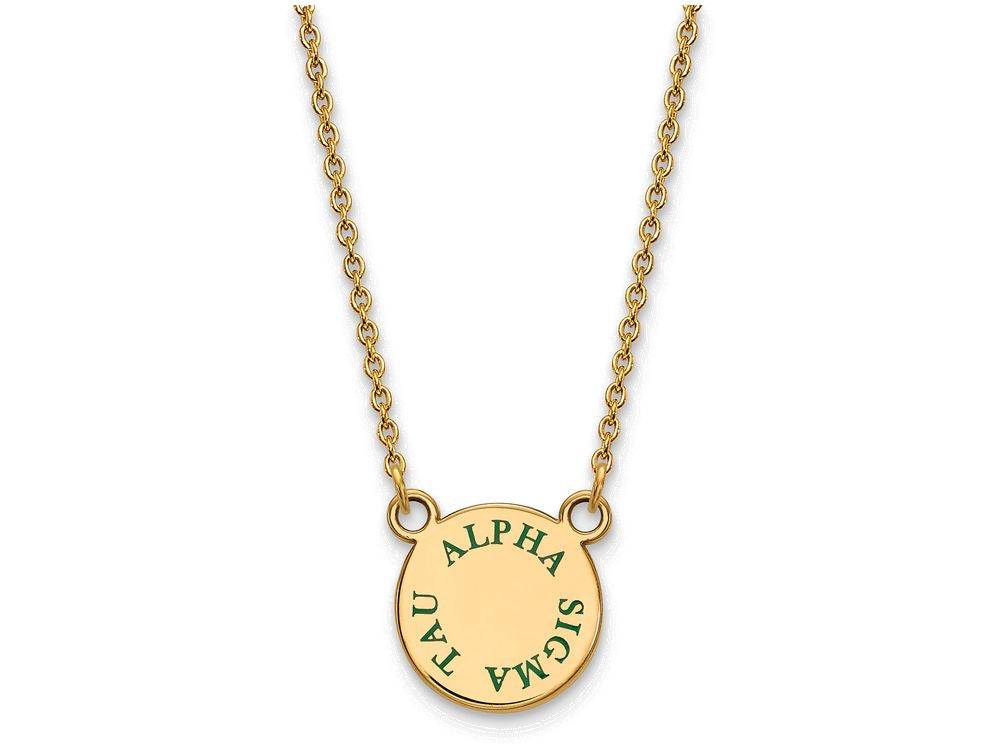 Logoart Sterling Silver Gp Alpha Sigma Tau Small Enamel Pendant Necklace