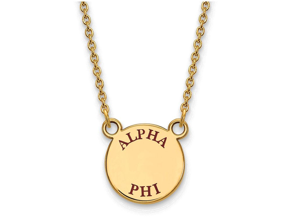 Logoart Sterling Silver Gp Alpha Phi Small Enamel Pendant Necklace