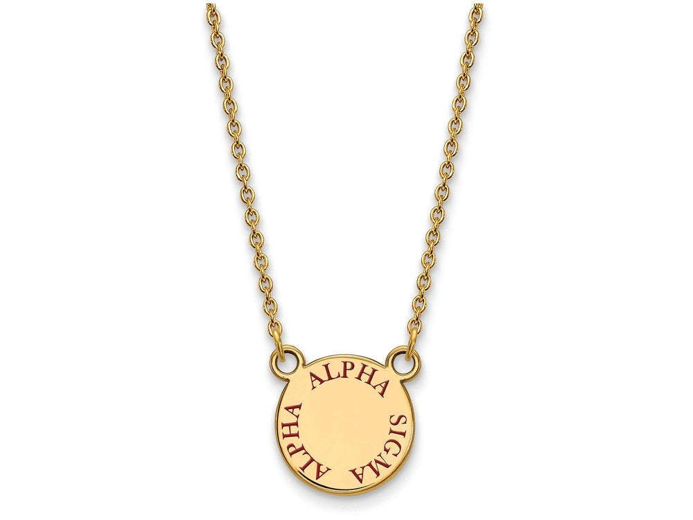 Logoart Sterling Silver Gp Alpha Sigma Alpha Small Enamel Pendant Necklace