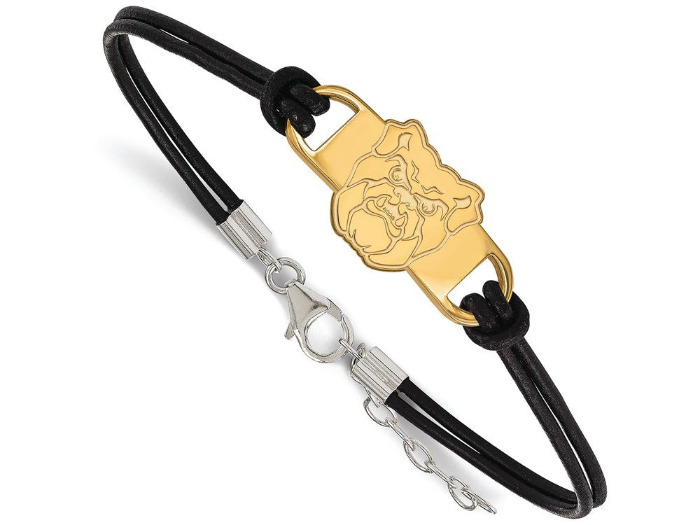 Logoart Sterling Silver Gp Butler University Leather Small Center Bracelet