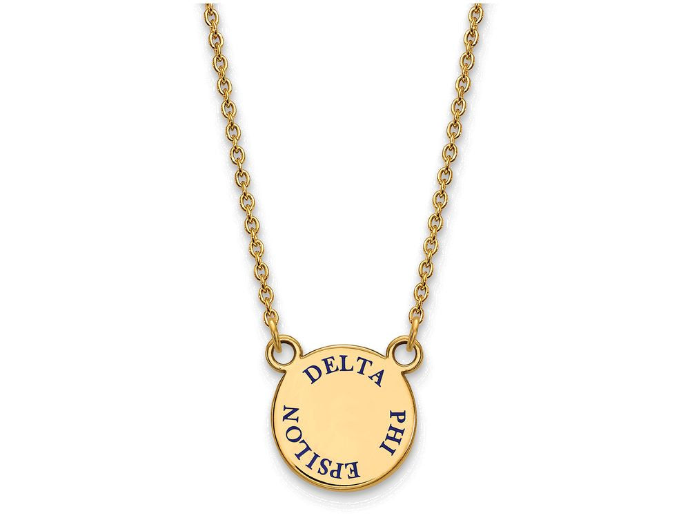 Logoart Sterling Silver Gp Delta Phi Epsilon Small Enamel Pendant Necklace