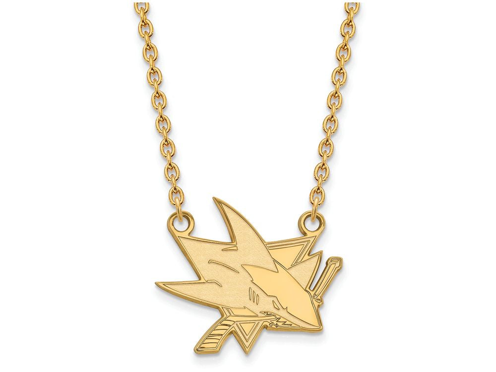 Sterling Silver Gp Nhl Logoart San Jose Sharks Large Pendant Necklace