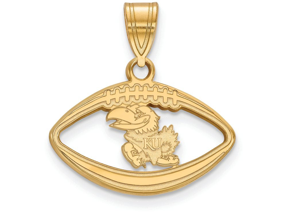 Logoart Sterling Silver Gp University Of Kansas Pendant In Football