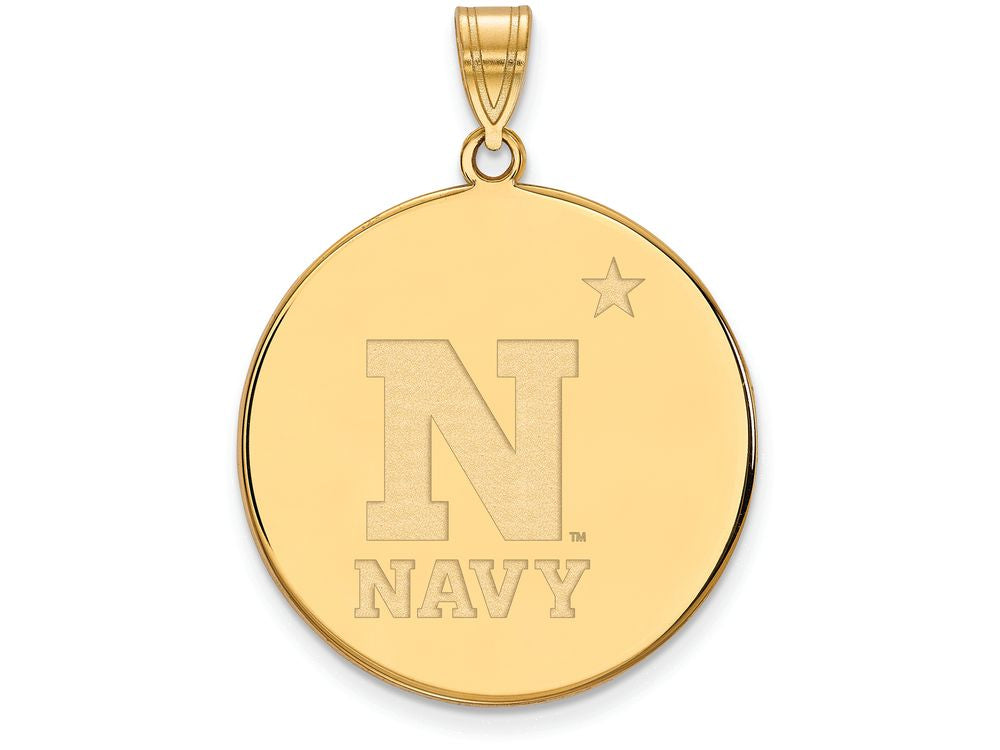 Logoart Sterling Silver Gp Navy Extra Large  Disc Pendant