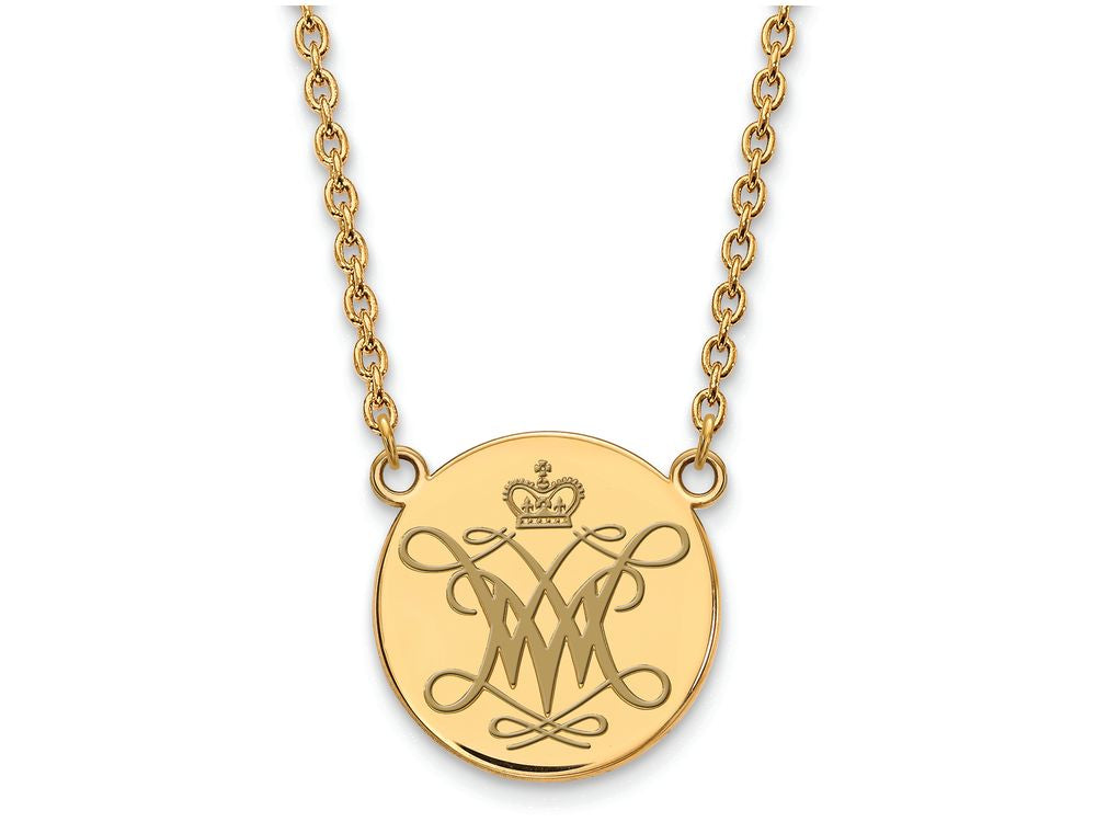 Logoart Sterling Silver Gp William And Mary Large Enamel Disc Necklace