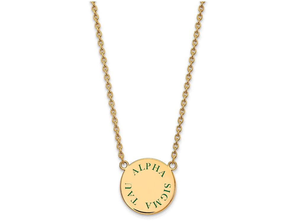 Logoart Sterling Silver Gp Alpha Sigma Tau Large Enamel Pendant Necklace