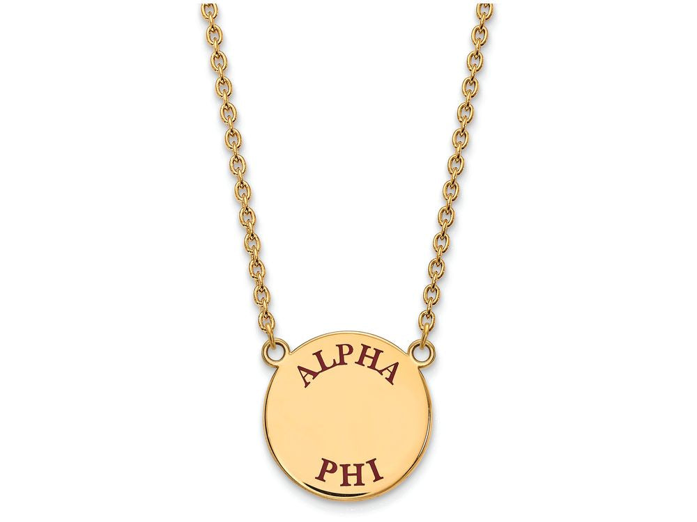 Logoart Sterling Silver Gp Alpha Phi Large Enamel Pendant Necklace