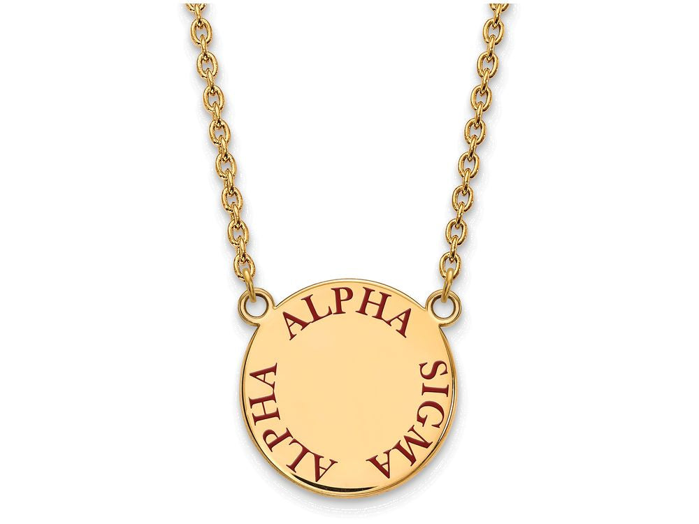 Logoart Sterling Silver Gp Alpha Sigma Alpha Large Enamel Pendant Necklace