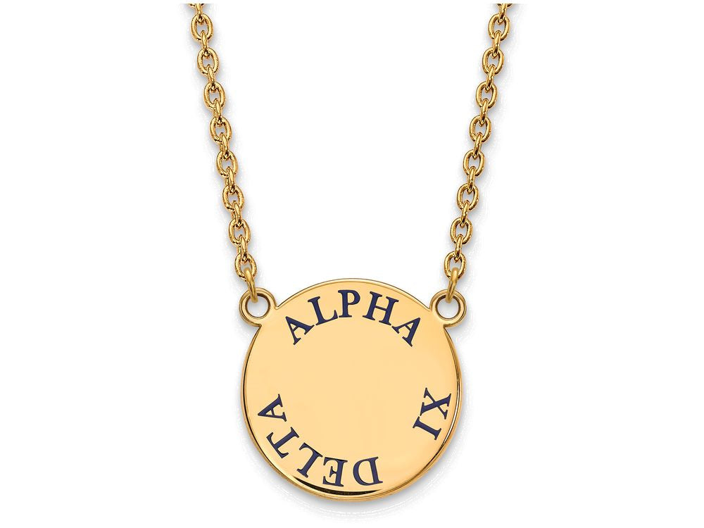 Logoart Sterling Silver Gp Alpha Xi Delta Large Enamel Pendant Necklace