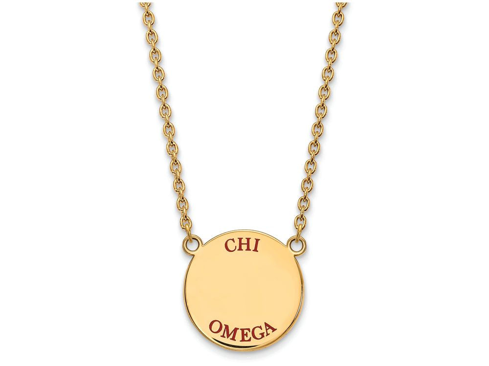 Logoart Sterling Silver Gp Chi Omega Large Enamel Pendant Necklace