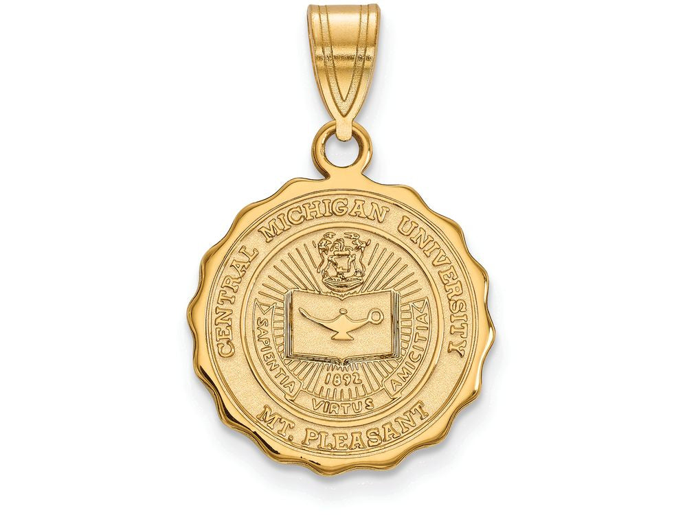 Logoart Sterling Silver Gp Central Michigan U Medium Crest Pendant
