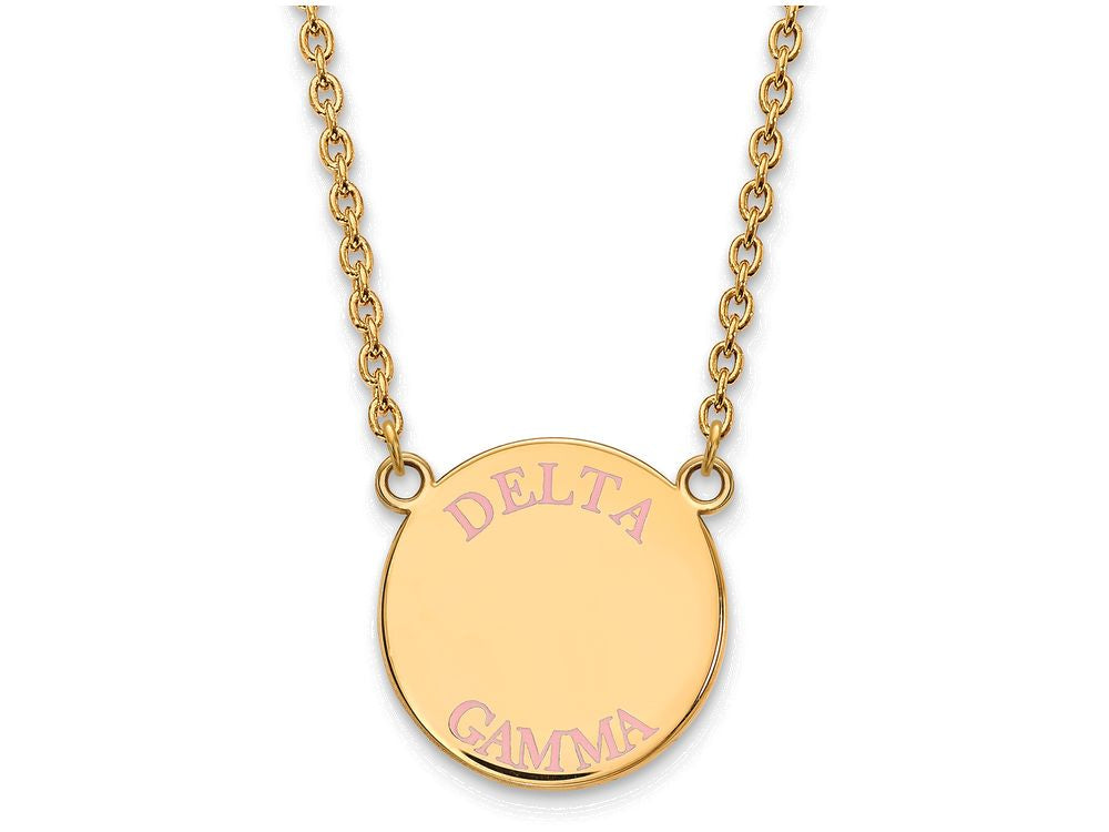 Logoart Sterling Silver Gp Delta Gamma Large Enamel Pendant Necklace