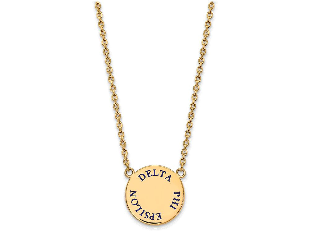 Logoart Sterling Silver Gp Delta Phi Epsilon Large Enamel Pendant Necklace