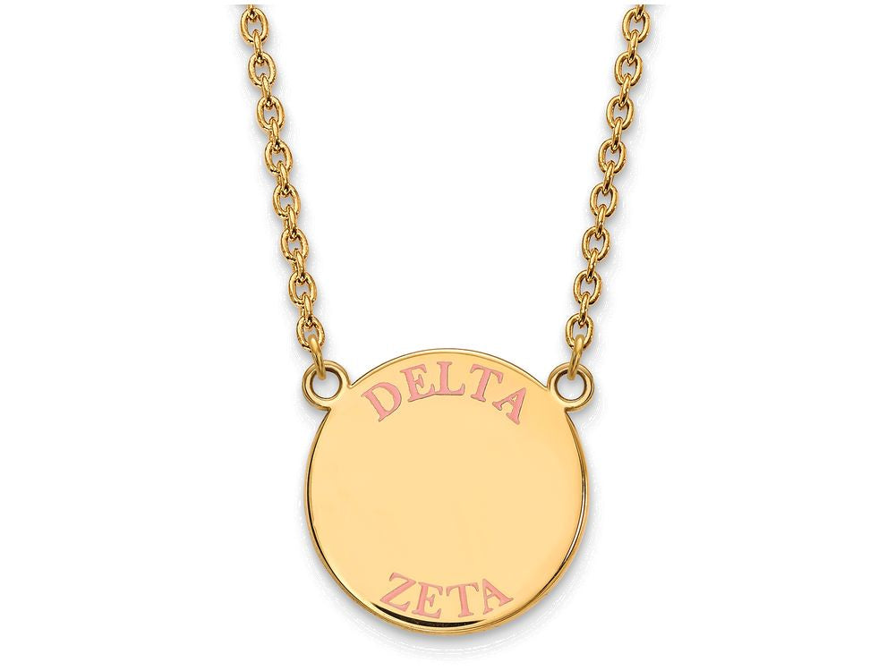 Logoart Sterling Silver Gp Delta Zeta Large Enamel Pendant Necklace