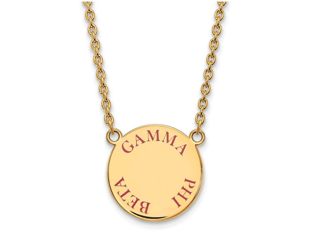 Logoart Sterling Silver Gp Gamma Phi Beta Large Enamel Pendant Necklace