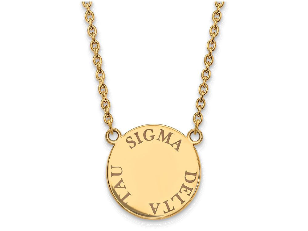 Logoart Sterling Silver Gp Sigma Delta Tau Large Enamel Pendant Necklace