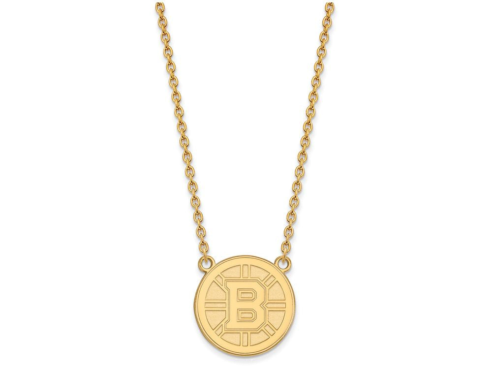Sterling Silver Gp Nhl Logoart Boston Bruins Large Pendant Necklace