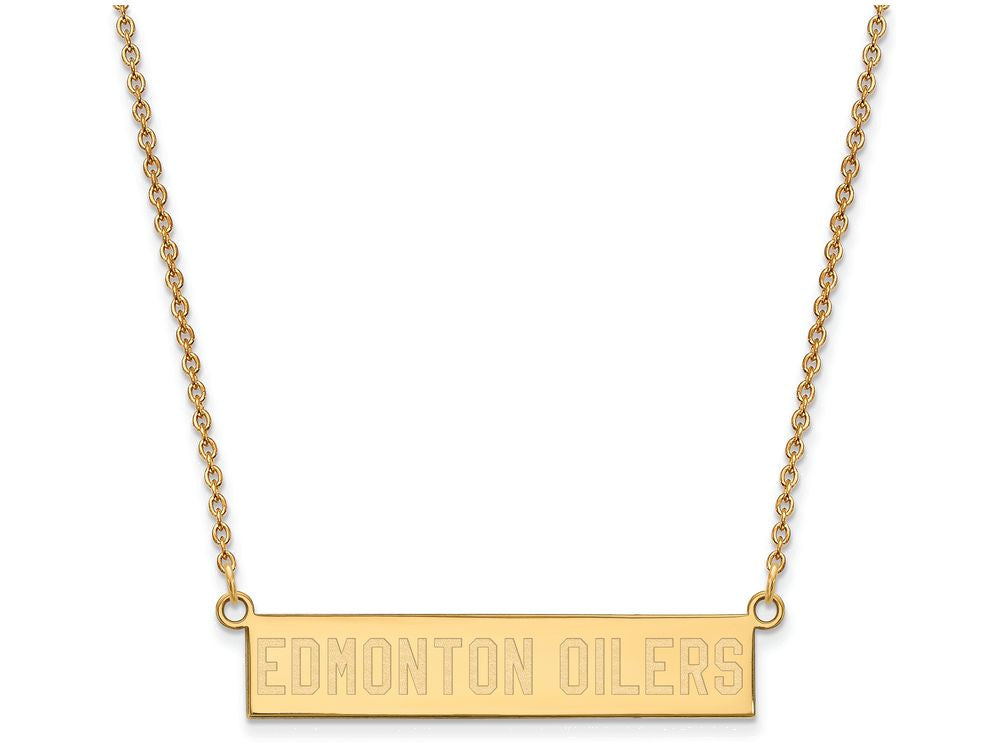 Logoart Sterling Silver Gp Edmonton Oilers Small Bar Necklace