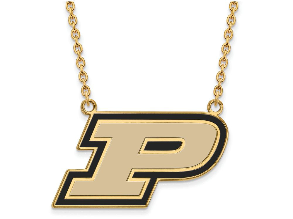 Logoart Sterling Silver Gp Purdue Large Enamel Pendant Necklace