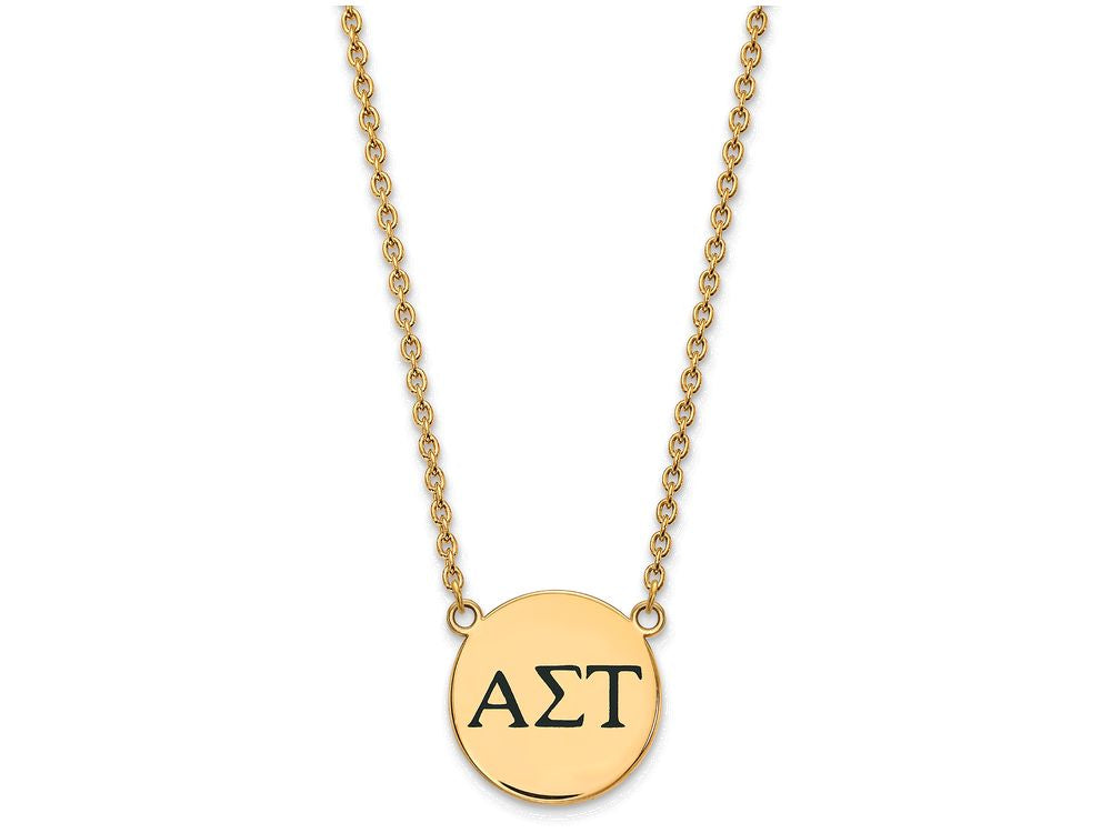 Logoart Sterling Silver Gp Alpha Sigma Tau Large Enamel Pendant Necklace