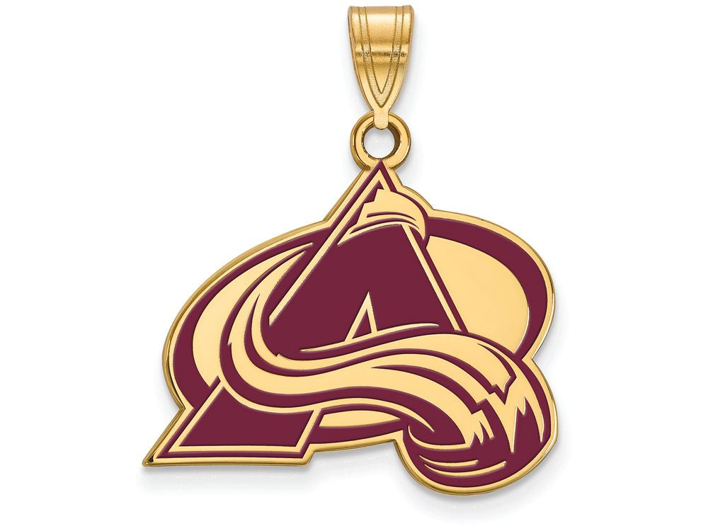 Sterling Silver Gp Nhl Logoart Colorado Avalanche Large Enamel Pendant