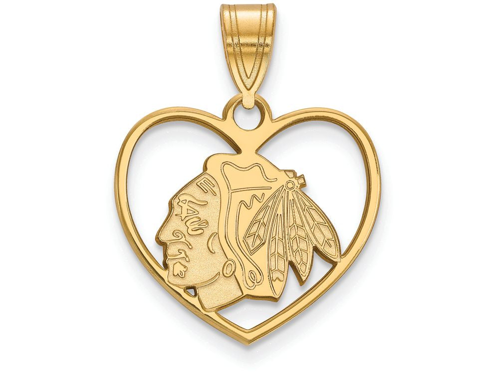 Sterling Silver Gp Nhl Logoart Chicago Blackhawks Pendant In Heart