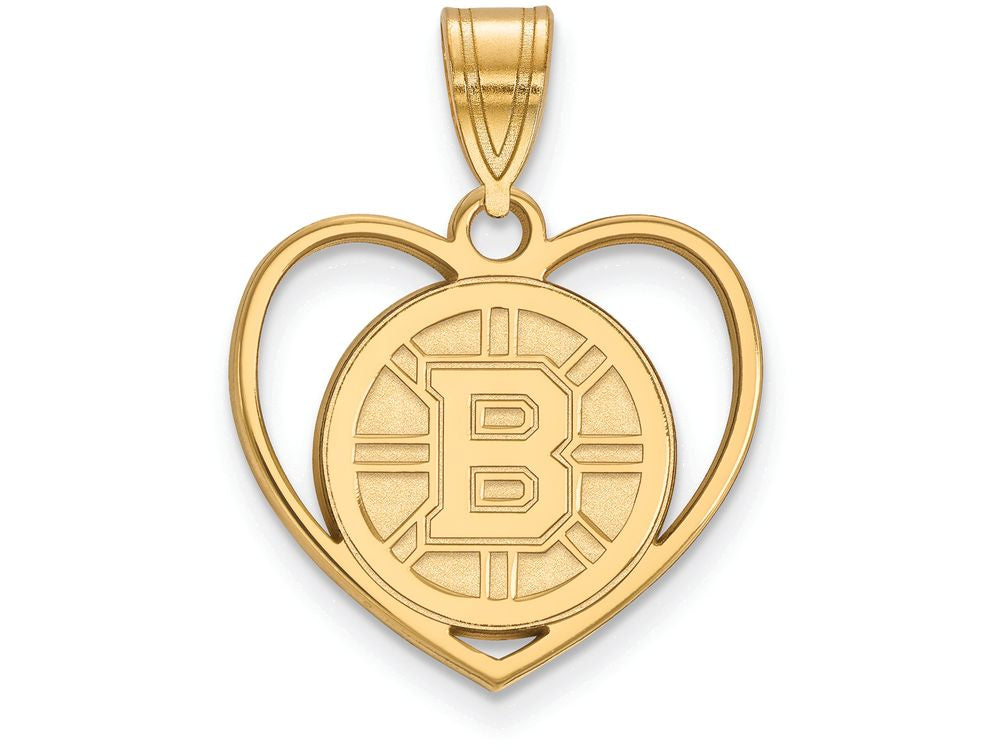 Sterling Silver Gp Nhl Logoart Boston Bruins Pendant In Heart