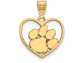Logoart Sterling Silver Gp Clemson University Pendant In Heart