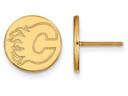 Sterling Silver Gp Nhl Logoart Calgary Flames Small Disc Earrings