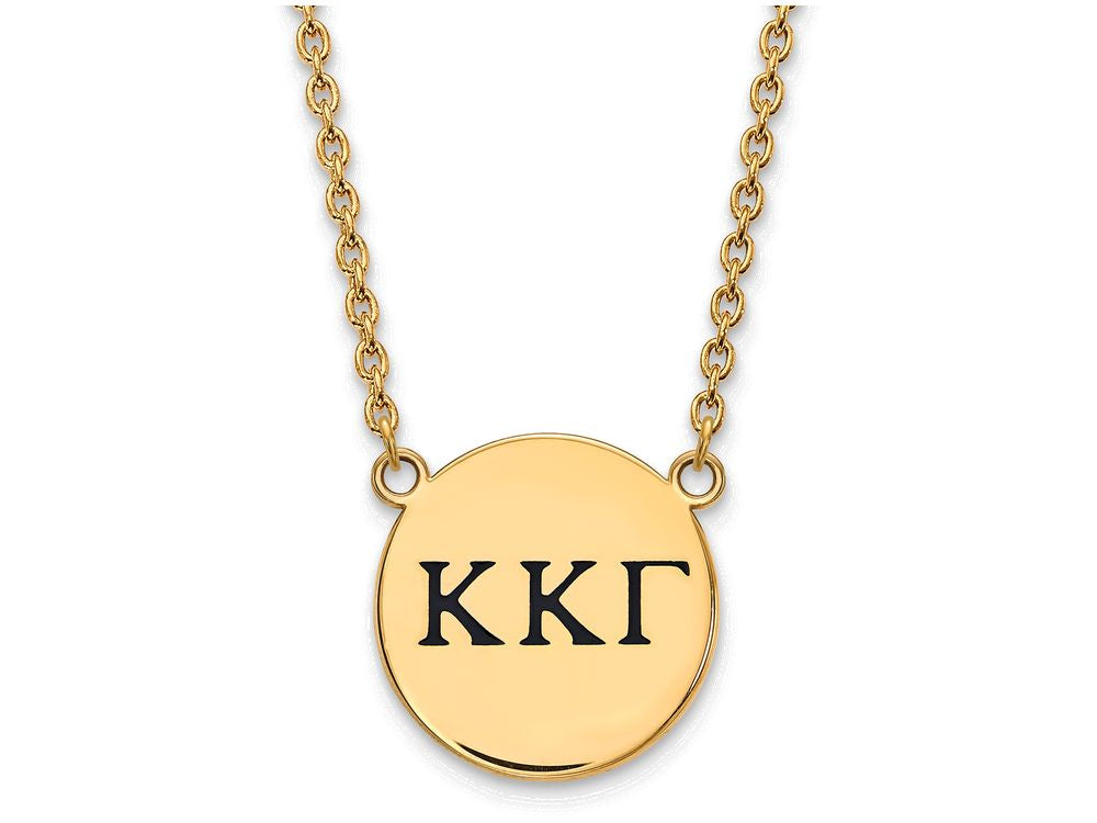 Logoart Sterling Silver Gp Kappa Kappa Gamma Large Enamel Pendant Necklace