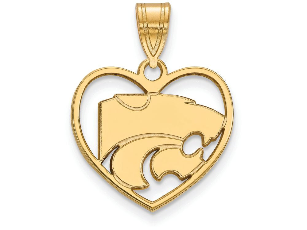 Logoart Sterling Silver Gp Kansas State University Pendant In Heart