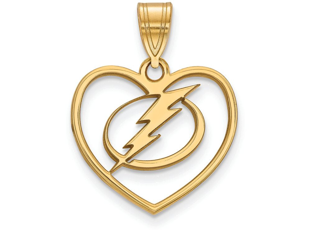 Sterling Silver Gp Nhl Logoart Tampa Bay Lightning Pendant In Heart