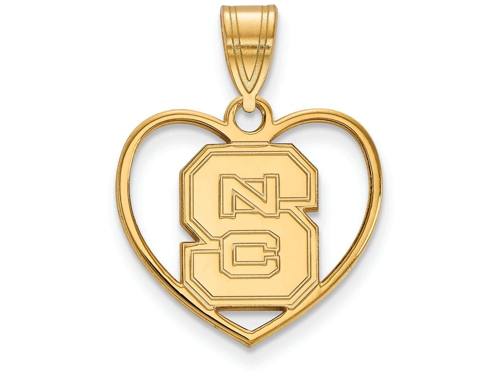 Logoart Sterling Silver Gp North Carolina State University Pendant In Hea