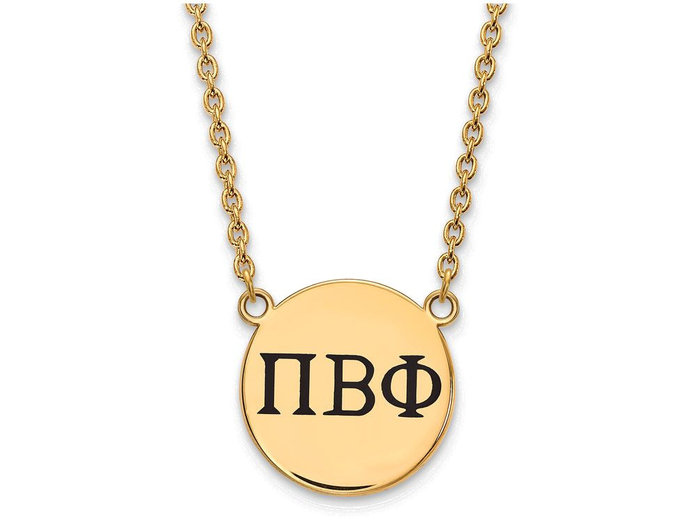 Logoart Sterling Silver Gp Pi Beta Phi Large Enamel Pendant Necklace