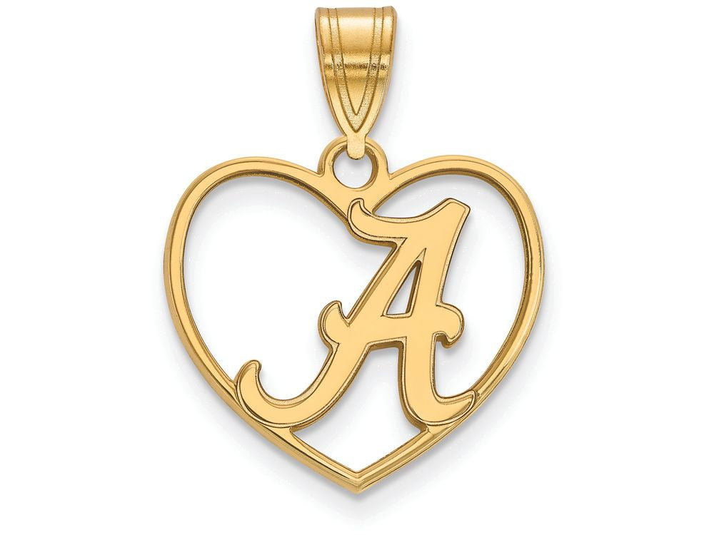Logoart Sterling Silver Gp University Of Alabama Pendant In Heart