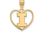 Logoart Sterling Silver Gp University Of Illinois Pendant In Heart