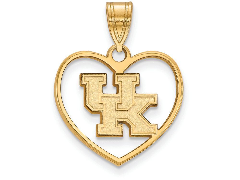 Logoart Sterling Silver Gp University Of Kentucky Pendant In Heart